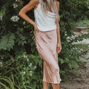 Lovestitch Dot Jacquard Midi Skirt - Blush
